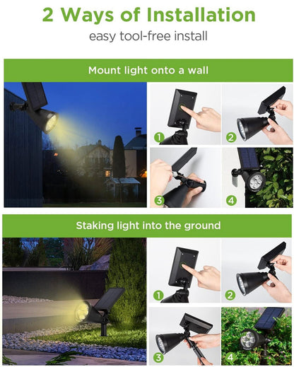 SmartYard Solar SpotLights Outdoor, Waterproof Solar Powered Landscape 2-in-1 Wall Light Auto On/Off , Pack of 4 - Outdoor Solar Outlet