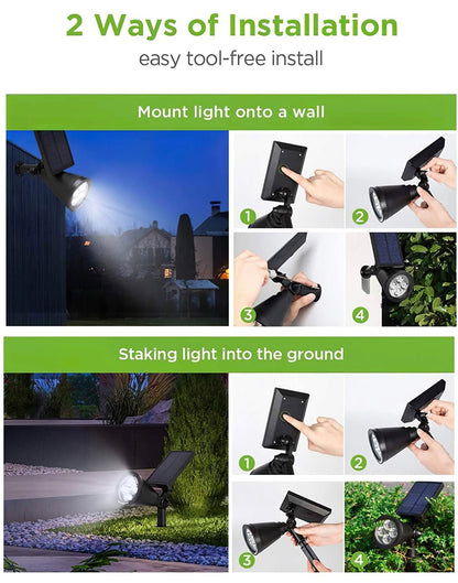 SmartYard Solar SpotLights Outdoor, Waterproof Solar Powered Landscape 2-in-1 Wall Light Auto On/Off , Pack of 4 - Outdoor Solar Outlet