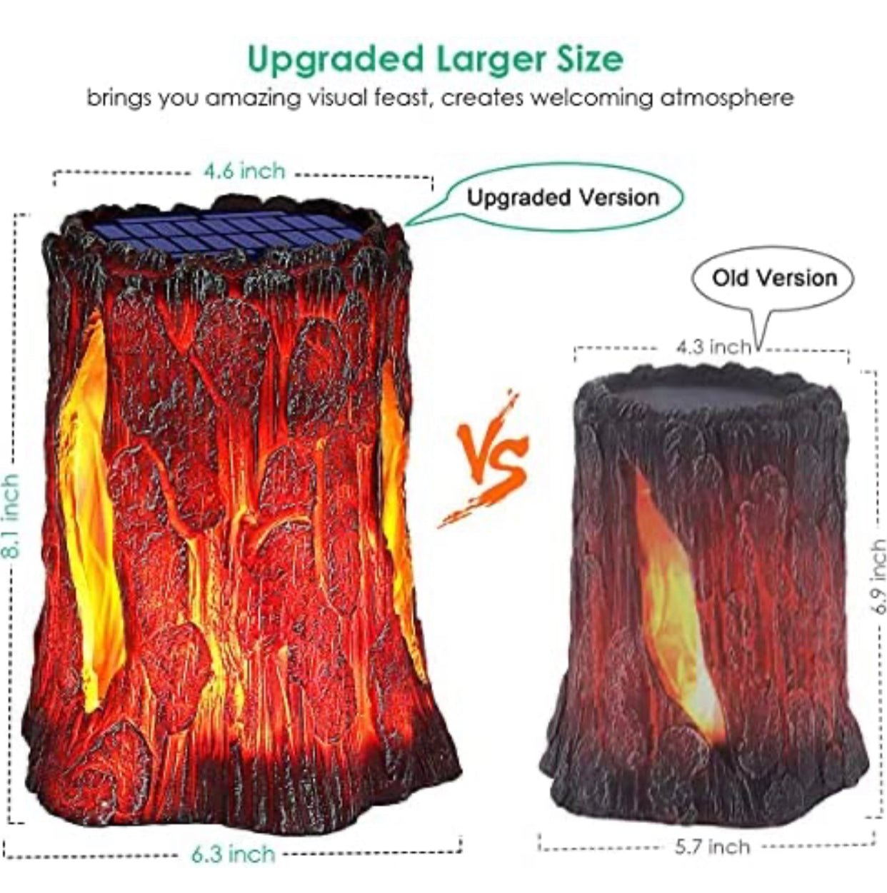 SmartYard Solar Stump Lights Outdoor Upgraded Larger Size Flickering Flame Decorative Solar Lantern 2 -Pack - Outdoor Solar Outlet