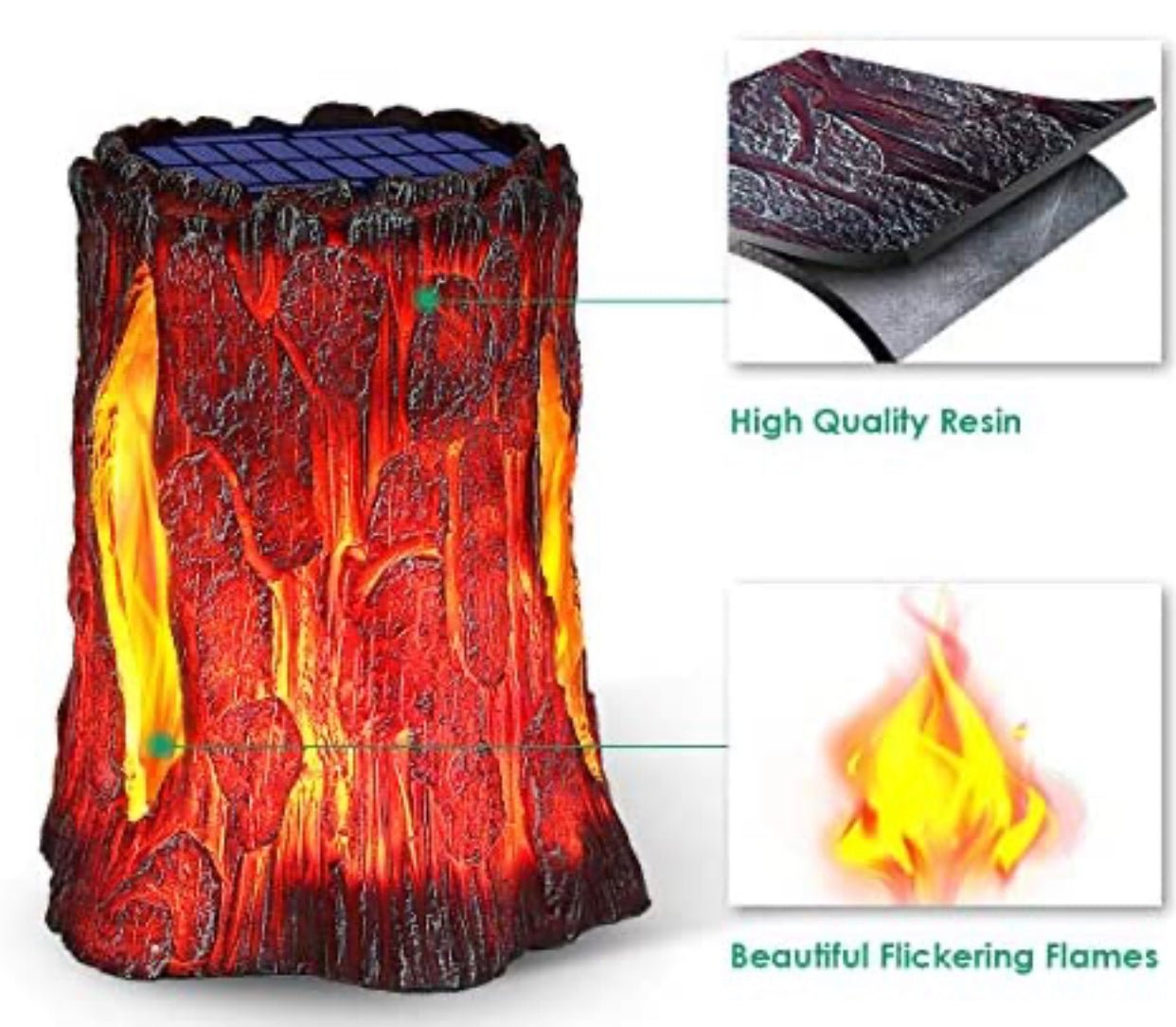 SmartYard Solar Stump Lights Outdoor Upgraded Larger Size Flickering Flame Decorative Solar Lantern 2 -Pack - Outdoor Solar Outlet