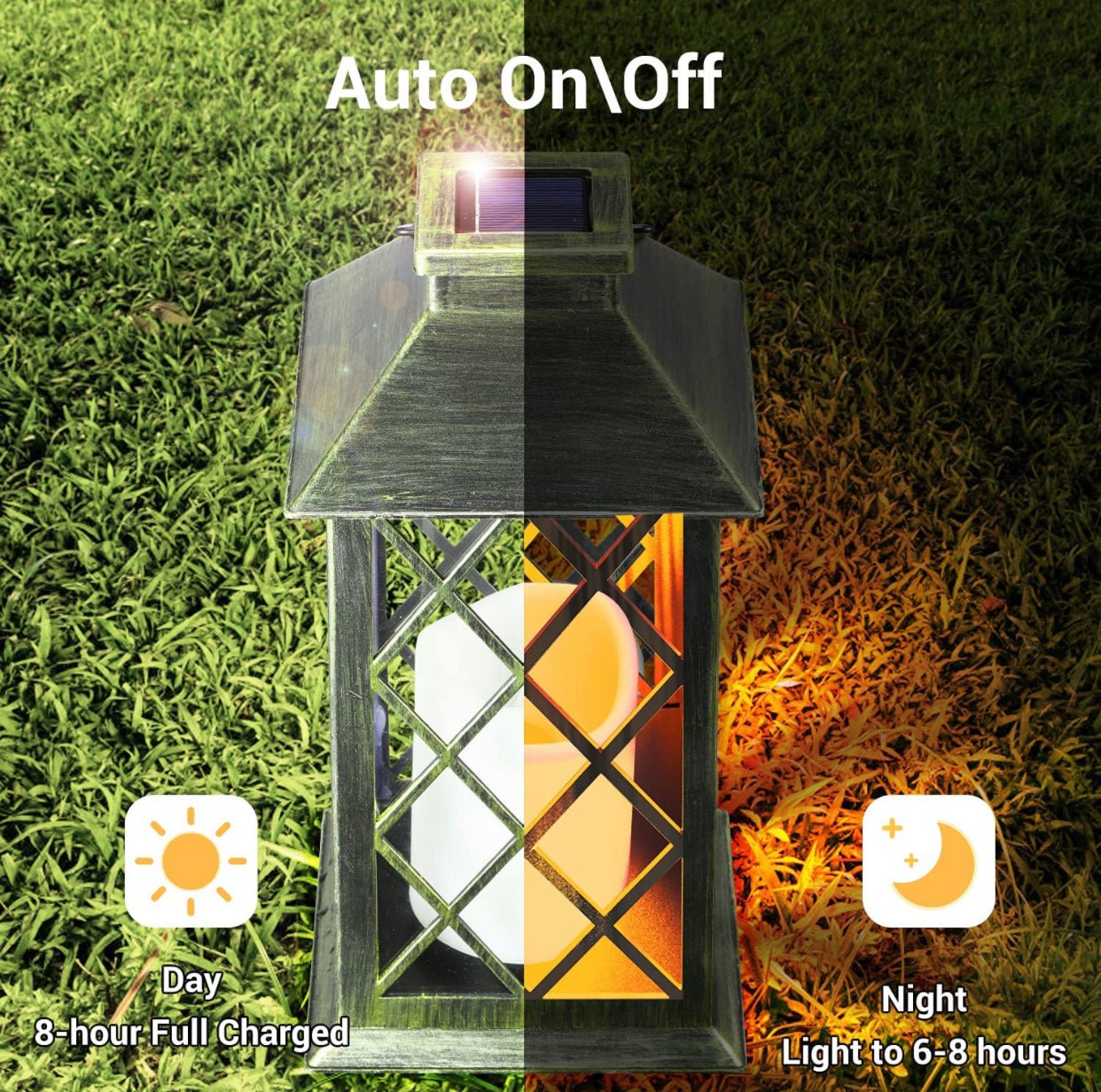 Solar Candle Lanterns Outdoor, 2 Pack Waterproof, LED Lanterns Solar Powered with Handle, Flickering Flameless Candle Lights - Outdoor Solar Outlet