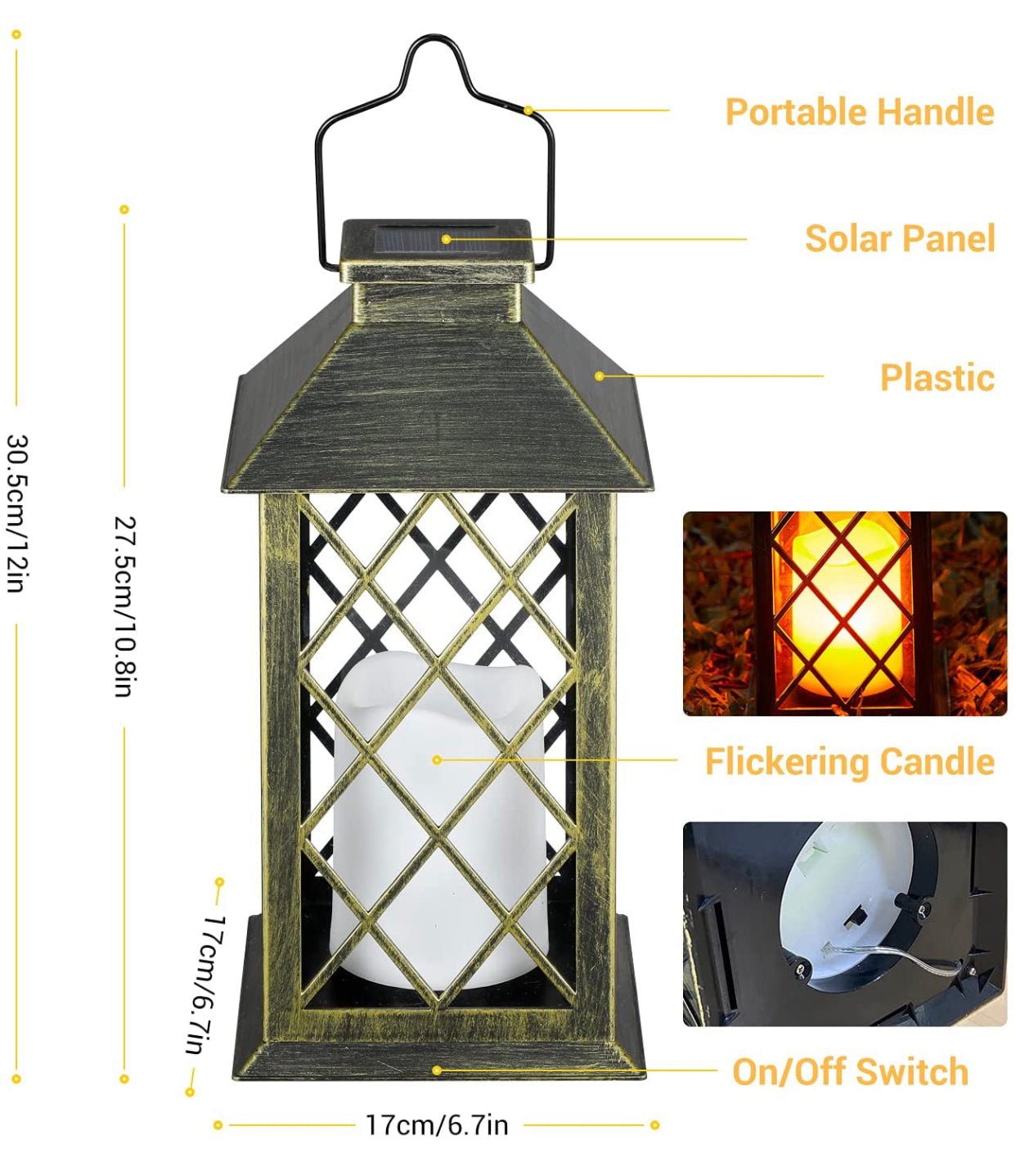 Solar Candle Lanterns Outdoor, 2 Pack Waterproof, LED Lanterns Solar Powered with Handle, Flickering Flameless Candle Lights - Outdoor Solar Outlet