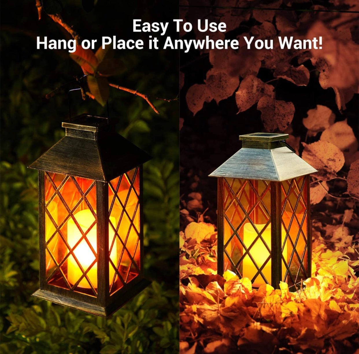 Solar Candle Lanterns Outdoor, 2 Pack Waterproof, LED Lanterns Solar Powered with Handle, Flickering Flameless Candle Lights - Outdoor Solar Outlet