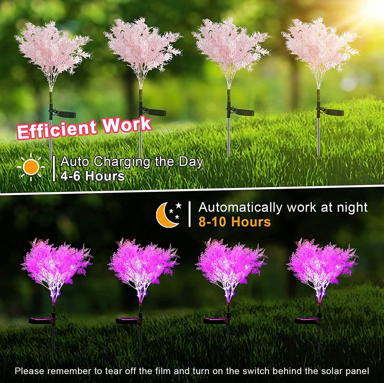 Solar Flowers Pink Rime Flower Design, Solar Powered Flowers Light Dusk to Dawn 2-Pack - Outdoor Solar Outlet