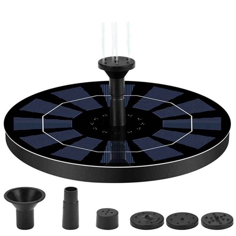 Solar Fountain Pump 2.5W Circle Floating Solar Water Fountains Pump Built-in Battery Backup with 6 Nozzles - Outdoor Solar Outlet