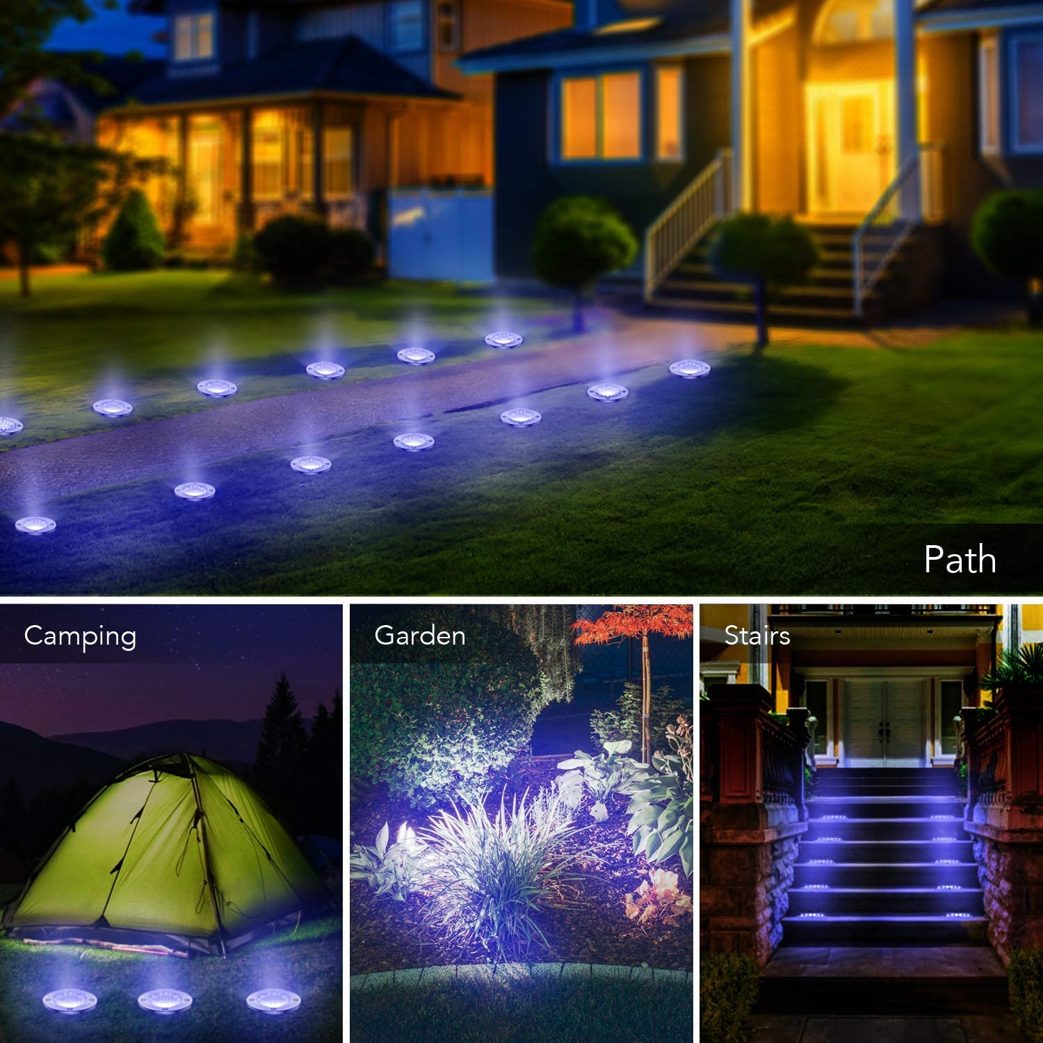 Solar Garden Disk Lights 16LED Solar Ground Lights Underground Lights,4 Pack-20 Lumen - Outdoor Solar Outlet