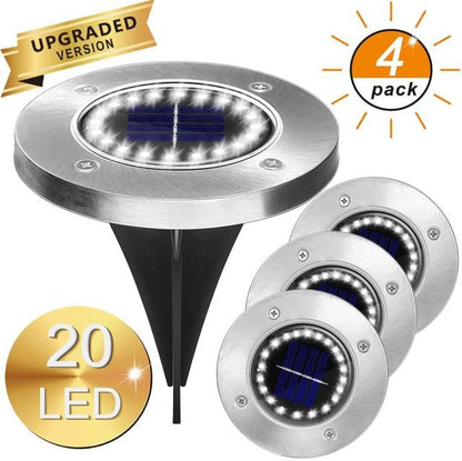 Solar Garden Disk Lights 16LED Solar Ground Lights Underground Lights,4 Pack-20 Lumen - Outdoor Solar Outlet
