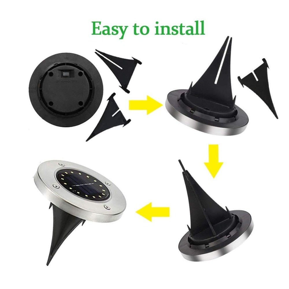 Solar Garden Disk Lights 16LED Solar Ground Lights Underground Lights,4 Pack-20 Lumen - Outdoor Solar Outlet