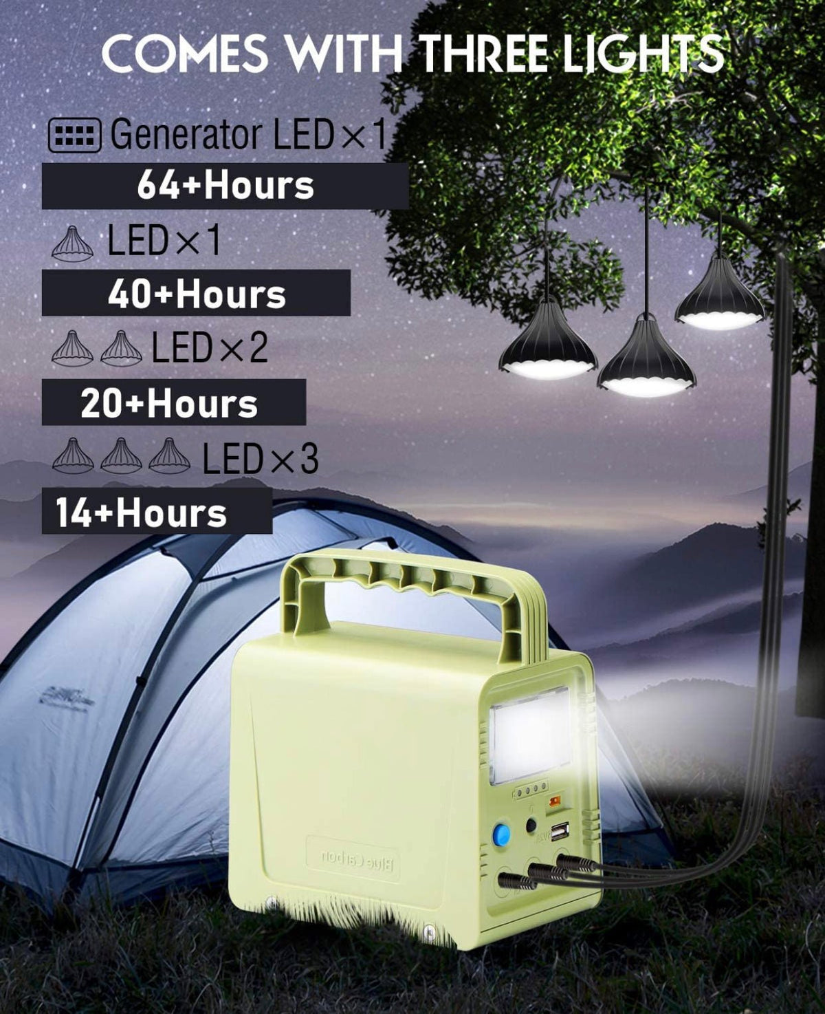 Solar Generator - Portable Power Station for Emergency ,Solar Powered Generator With Panel Including 3 Sets LED Light - Outdoor Solar Outlet