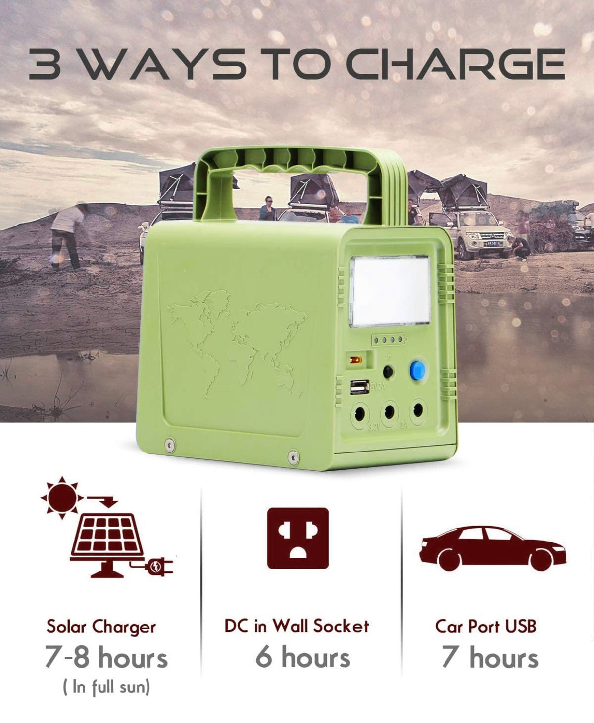 Solar Generator - Portable Power Station for Emergency ,Solar Powered Generator With Panel Including 3 Sets LED Light - Outdoor Solar Outlet