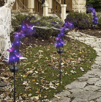 Solar Halloween Yard Decorations, Outdoor LED Solar Powered Ghost Hand Halloween Pathway Lights, Metal Garden Stakes Lawn Yard Ornament, Set of 2 - Outdoor Solar Outlet