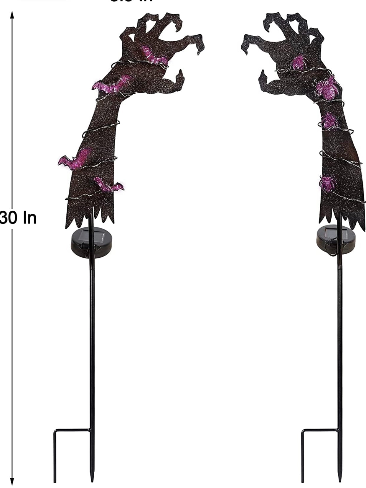 Solar Halloween Yard Decorations, Outdoor LED Solar Powered Ghost Hand Halloween Pathway Lights, Metal Garden Stakes Lawn Yard Ornament, Set of 2 - Outdoor Solar Outlet