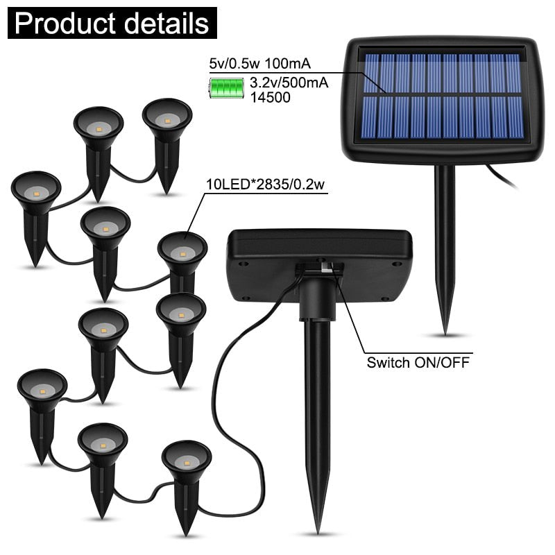 Solar In-Ground String Pathway Lights 10-in-1 - Outdoor Solar Outlet