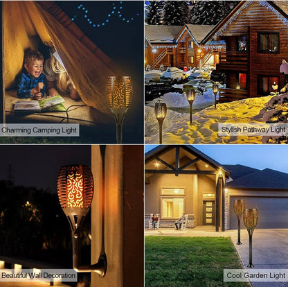 Solar LED Flame Lamp Lawn Flame Flickering Torch Light Outdoor Fire 96 LED Lights 4 Pack - Outdoor Solar Outlet