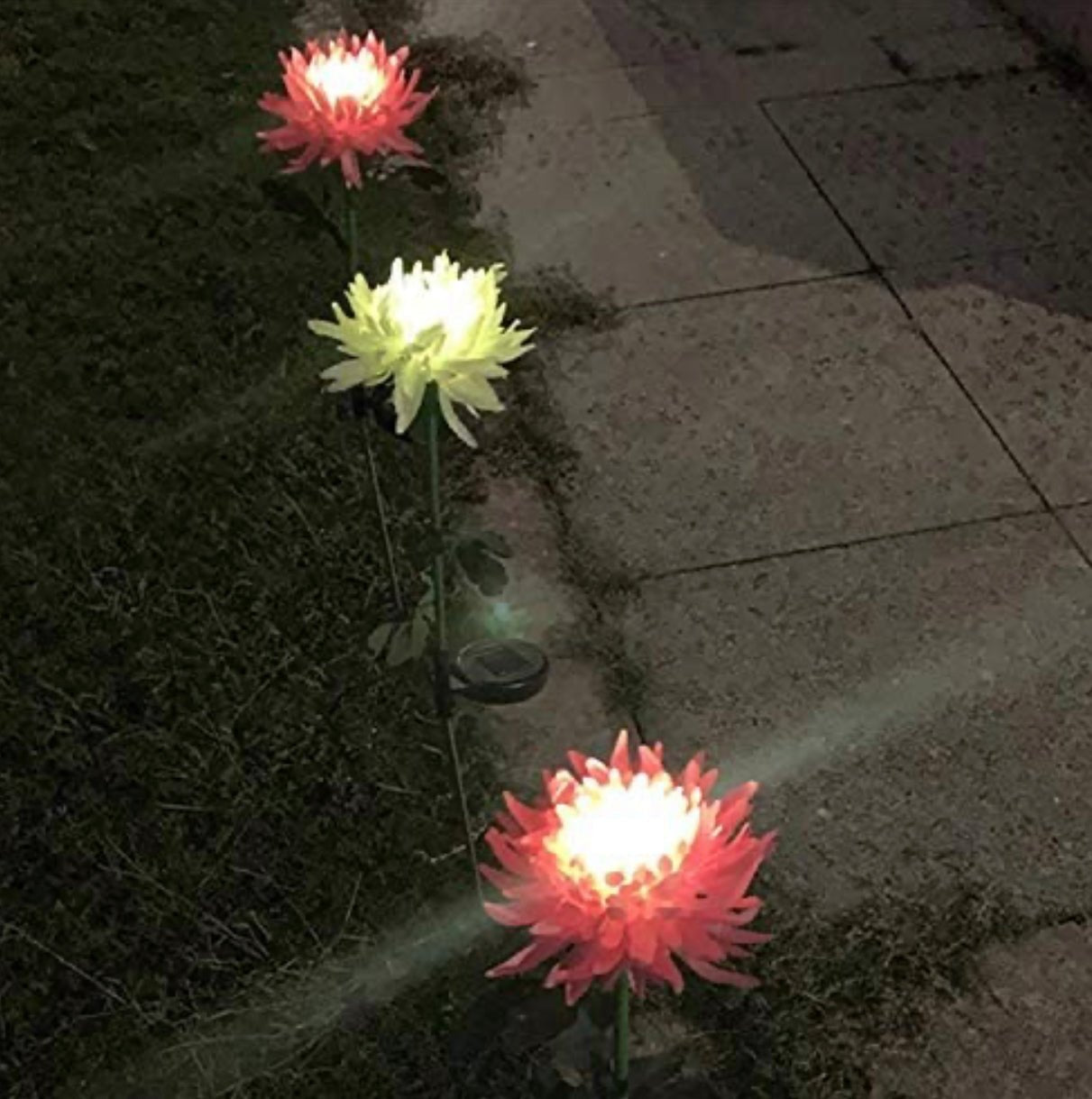 Solar LED Light Artificial Chrysanthemum Flower (3 Pack) - Outdoor Solar Outlet