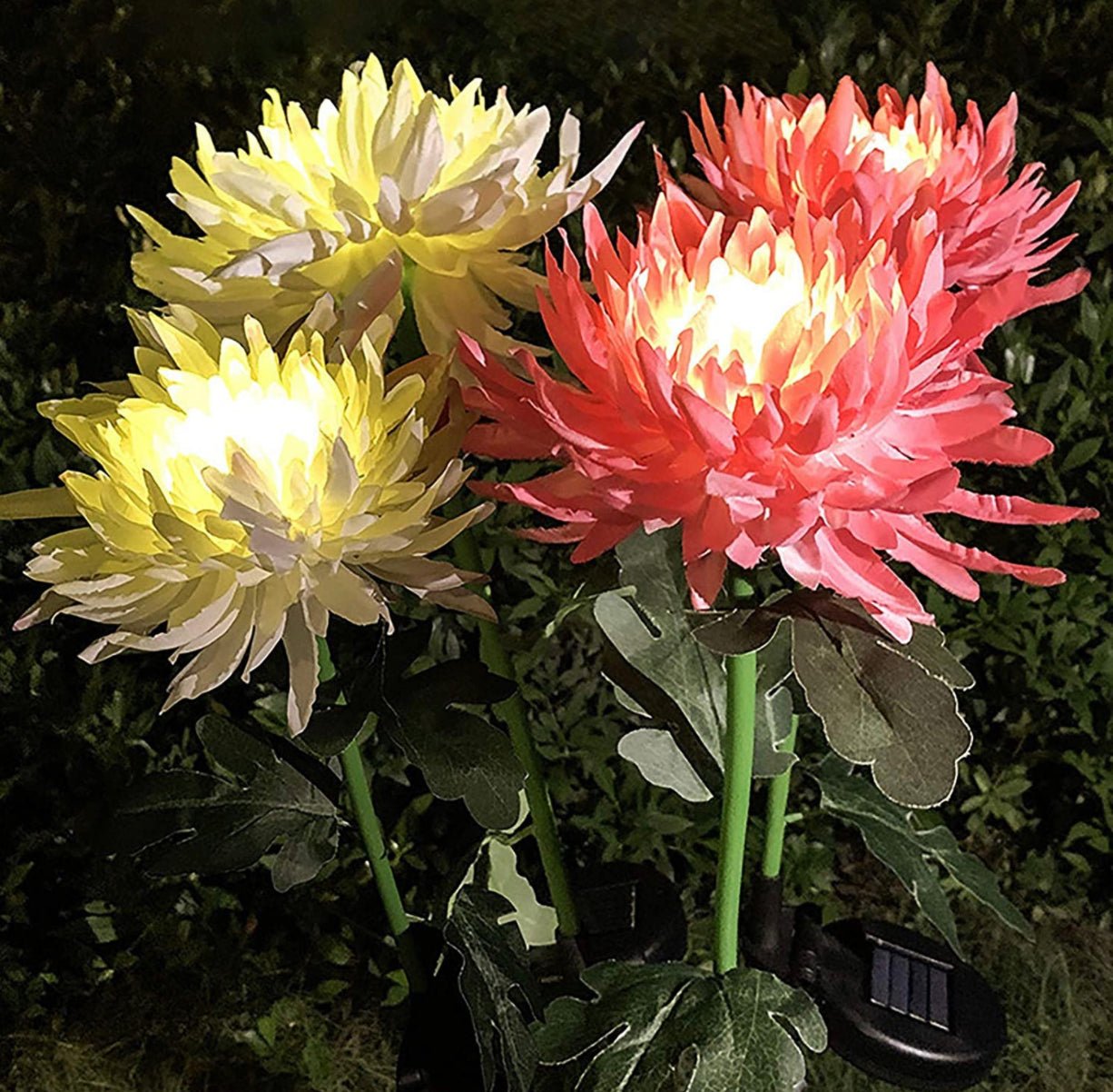 Solar LED Light Artificial Chrysanthemum Flower (3 Pack) - Outdoor Solar Outlet