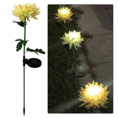 Solar LED Light Artificial Chrysanthemum Flower (3 Pack) - Outdoor Solar Outlet