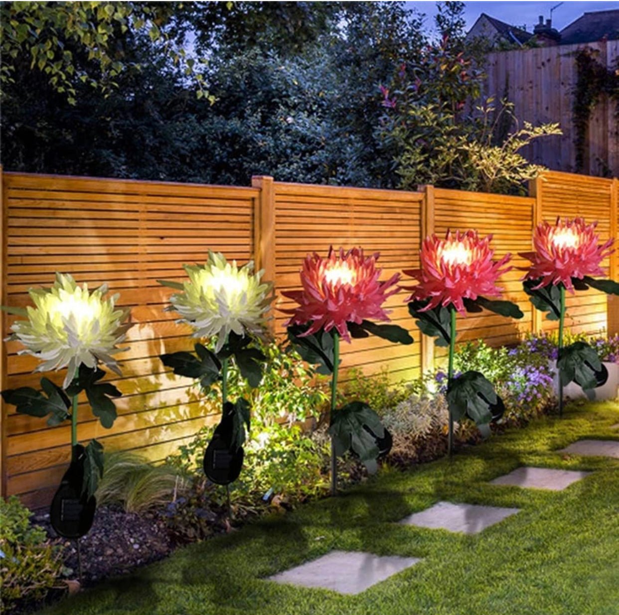 Solar LED Light Artificial Chrysanthemum Flower (3 Pack) - Outdoor Solar Outlet