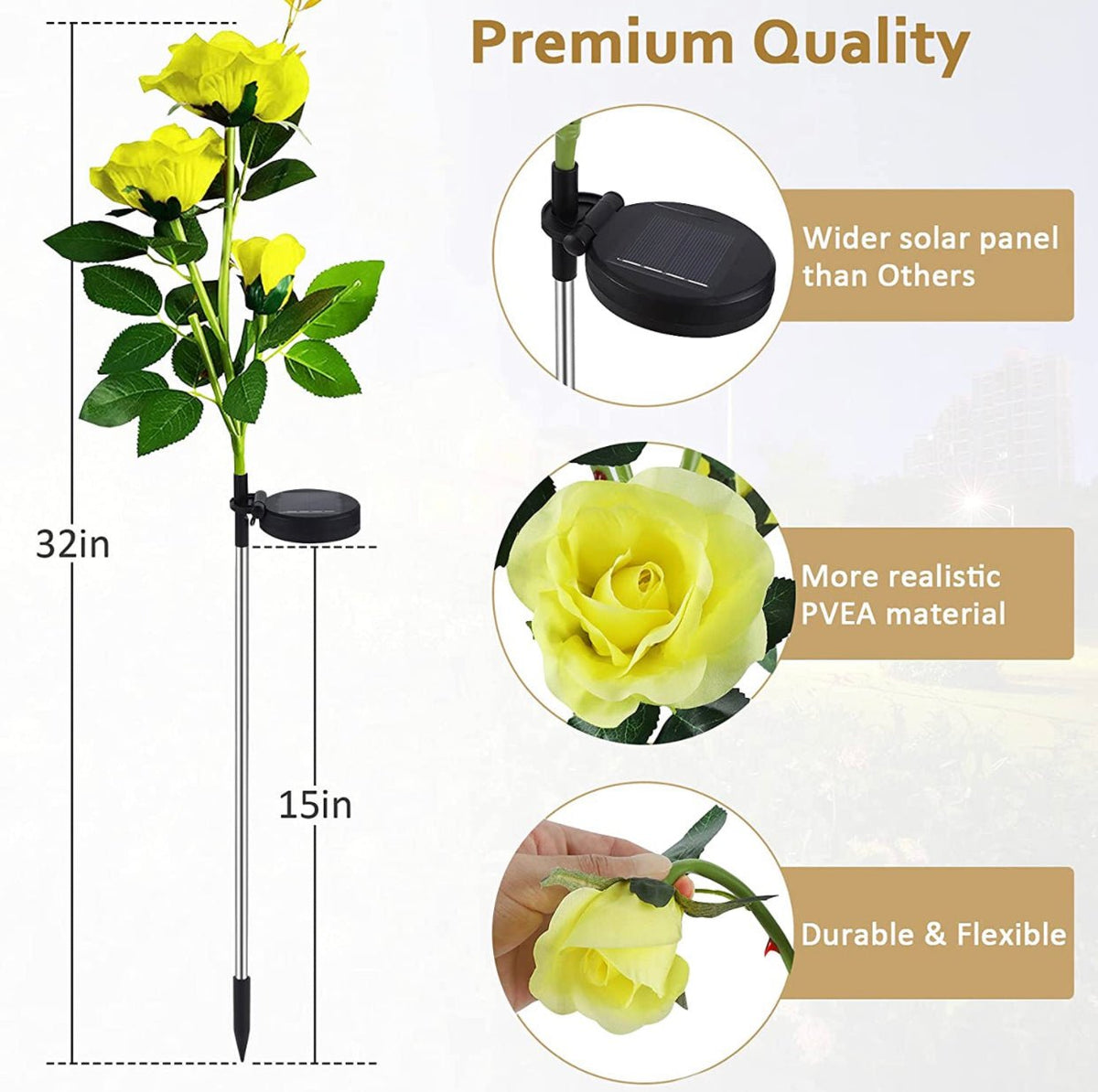 Solar LED Rose Flower Light (2 Pack) - Outdoor Solar Outlet