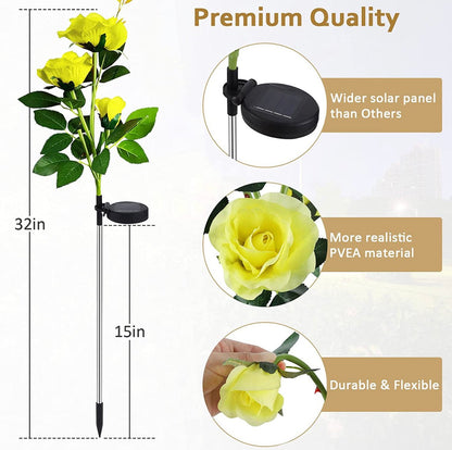 Solar LED Rose Flower Light (2 Pack) - Outdoor Solar Outlet