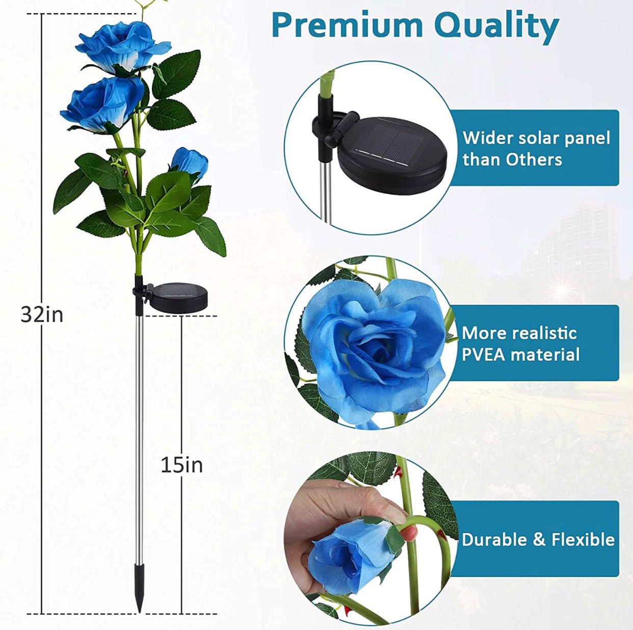 Solar LED Rose Flower Light (2 Pack) - Outdoor Solar Outlet