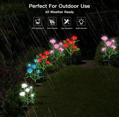 Solar LED Rose Flower Light (2 Pack) - Outdoor Solar Outlet