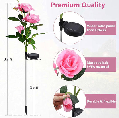 Solar LED Rose Flower Light (2 Pack) - Outdoor Solar Outlet