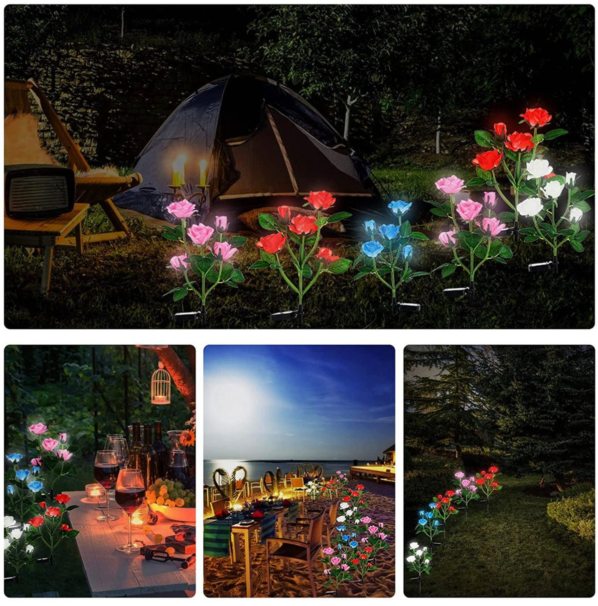 Solar LED Rose Flower Light (2 Pack) - Outdoor Solar Outlet