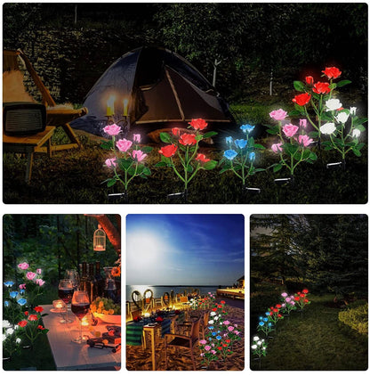 Solar LED Rose Flower Light (2 Pack) - Outdoor Solar Outlet