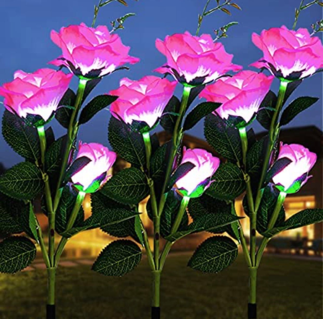Solar LED Rose Flower Light (2 Pack) - Outdoor Solar Outlet