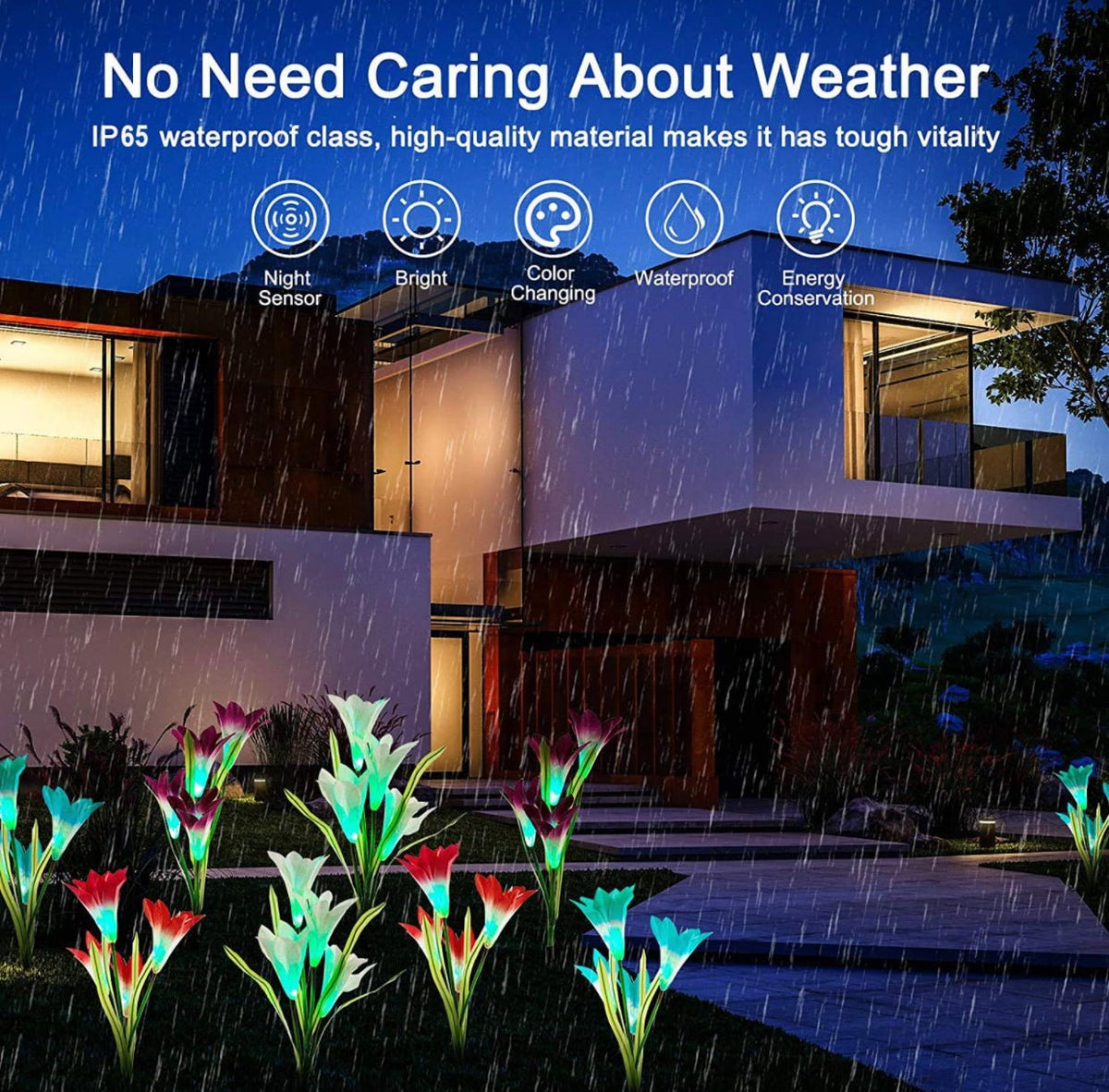 Solar Lily Flower Lights (Pack of 4 = 16 Flowers) - Outdoor Solar Outlet