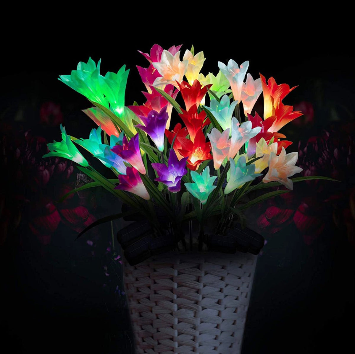 Solar Lily Flower Lights (Pack of 4 = 16 Flowers) - Outdoor Solar Outlet