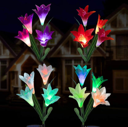Solar Lily Flower Lights (Pack of 4 = 16 Flowers) - Outdoor Solar Outlet