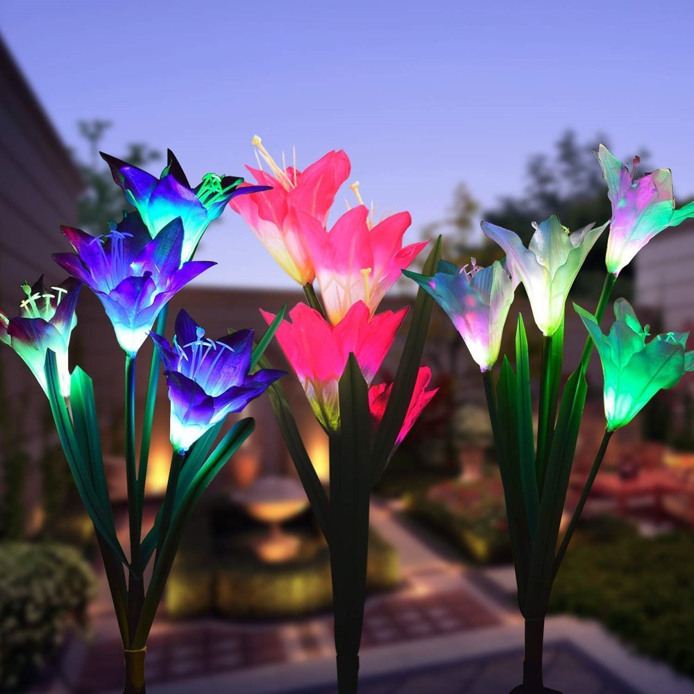 Solar Lily Flower Lights (Pack of 4 = 16 Flowers) - Outdoor Solar Outlet