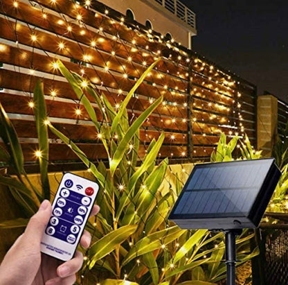 Solar Net Mesh Lights 360 LED with Remote, 11.8Ft x 4.9Ft Fence String Light - Outdoor Solar Outlet