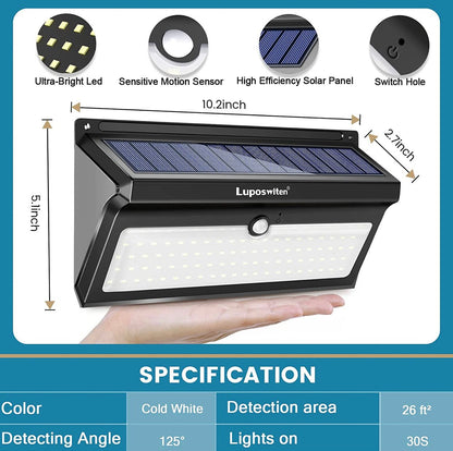 Solar Outdoor Lights 100 LED Motion Sensor Solar Security Lights 4-Pack - Outdoor Solar Outlet
