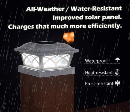 Solar Post Cap Lights Outdoor Glass 2 Modes 8 LEDs for 4x4 5x5 6x6 Posts Fence Deck Patio Decoration Warm White/Cool White (2 Pack) - Outdoor Solar Outlet