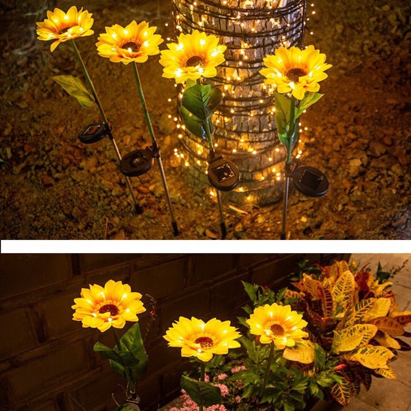 Solar Sunflower Lights 3 Pack with 9 Sunflower Lights - Outdoor Solar Outlet