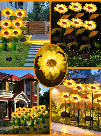 Solar Sunflower Lights 3 Pack with 9 Sunflower Lights - Outdoor Solar Outlet