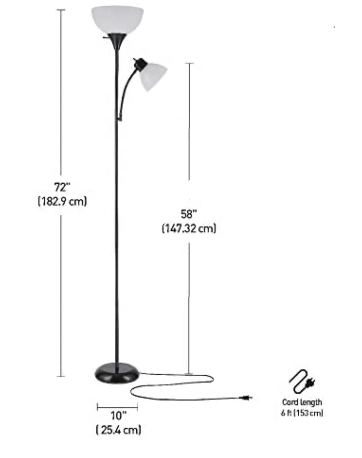 Torchiere Floor Lamp – High Brightness Torchiere Floor Lamp with 2 Reading Lights Lamps with Efficient LED - Outdoor Solar Outlet