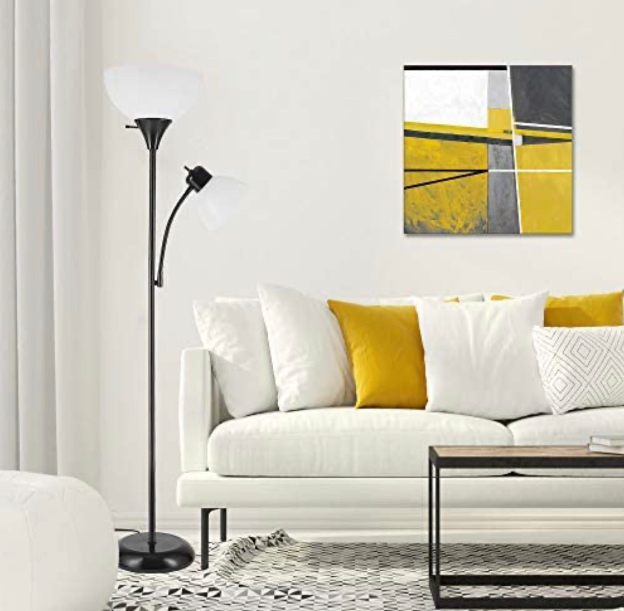 Torchiere Floor Lamp – High Brightness Torchiere Floor Lamp with 2 Reading Lights Lamps with Efficient LED - Outdoor Solar Outlet