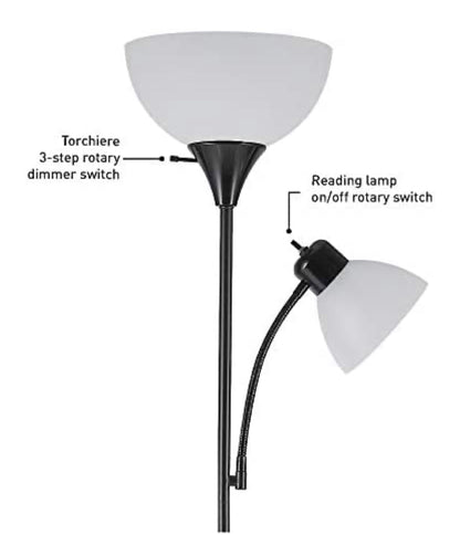 Torchiere Floor Lamp – High Brightness Torchiere Floor Lamp with 2 Reading Lights Lamps with Efficient LED - Outdoor Solar Outlet