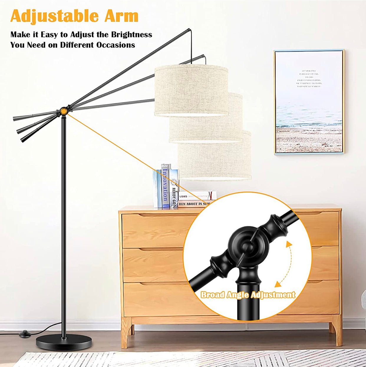 TubUSA- Arc Floor Lamp Hang - Large - with LED Bulb - Outdoor Solar Outlet