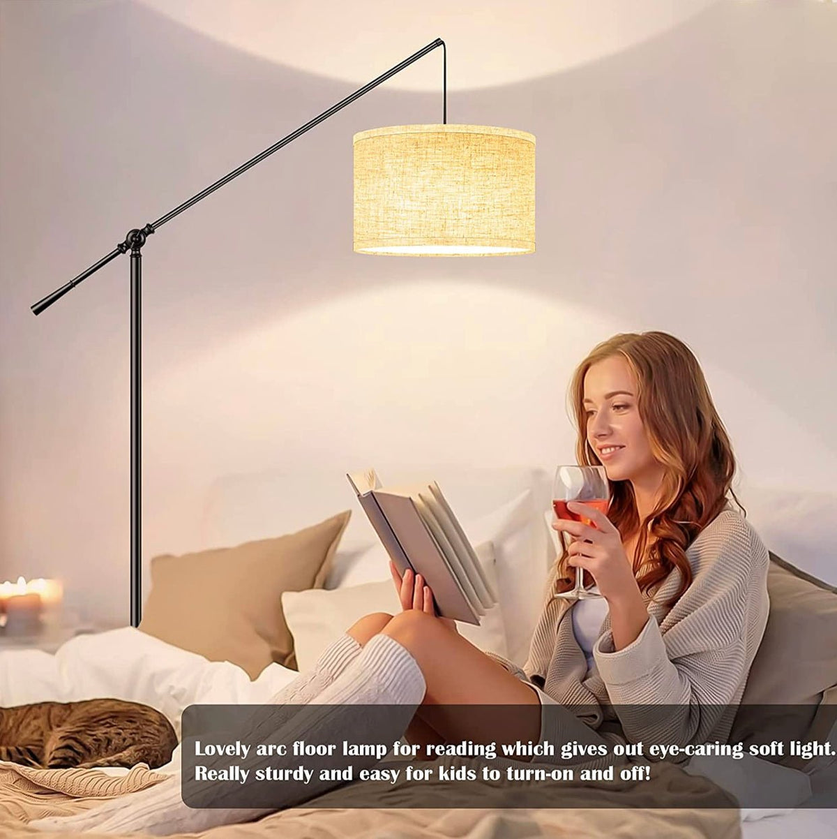 TubUSA- Arc Floor Lamp Hang - Large - with LED Bulb - Outdoor Solar Outlet