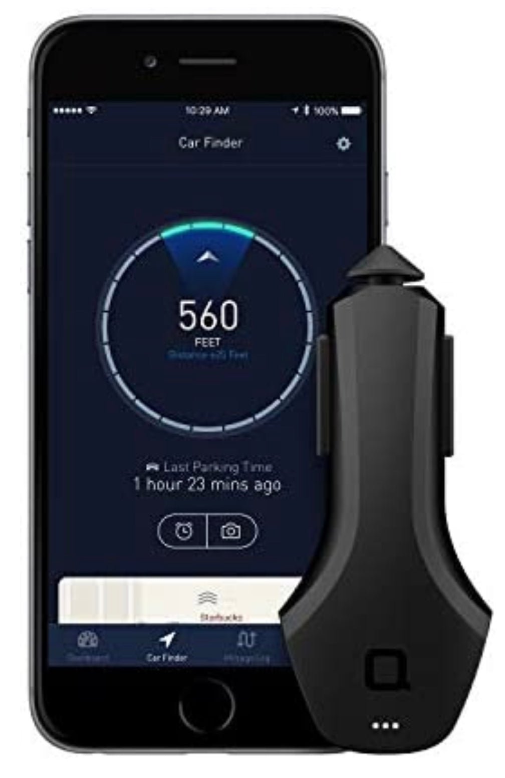 ZUS Smart Car Charger with App to Save Car's Location, 2 Ports Car Charger with Led for iPhone XS/Max/XR/X/8/7/6/Plus - Outdoor Solar Outlet