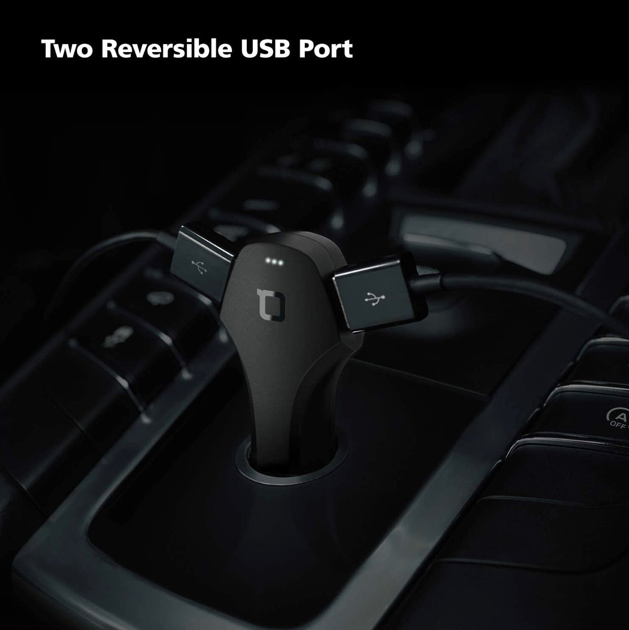 ZUS Smart Car Charger with App to Save Car's Location, 2 Ports Car Charger with Led for iPhone XS/Max/XR/X/8/7/6/Plus - Outdoor Solar Outlet