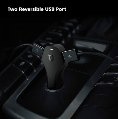 ZUS Smart Car Charger with App to Save Car's Location, 2 Ports Car Charger with Led for iPhone XS/Max/XR/X/8/7/6/Plus - Outdoor Solar Outlet